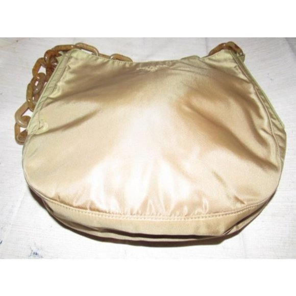 Prada Vintage Iridescent Gold Champagne Fabric With A Marbled Lucite Chain Strap - Picture 8 of 12